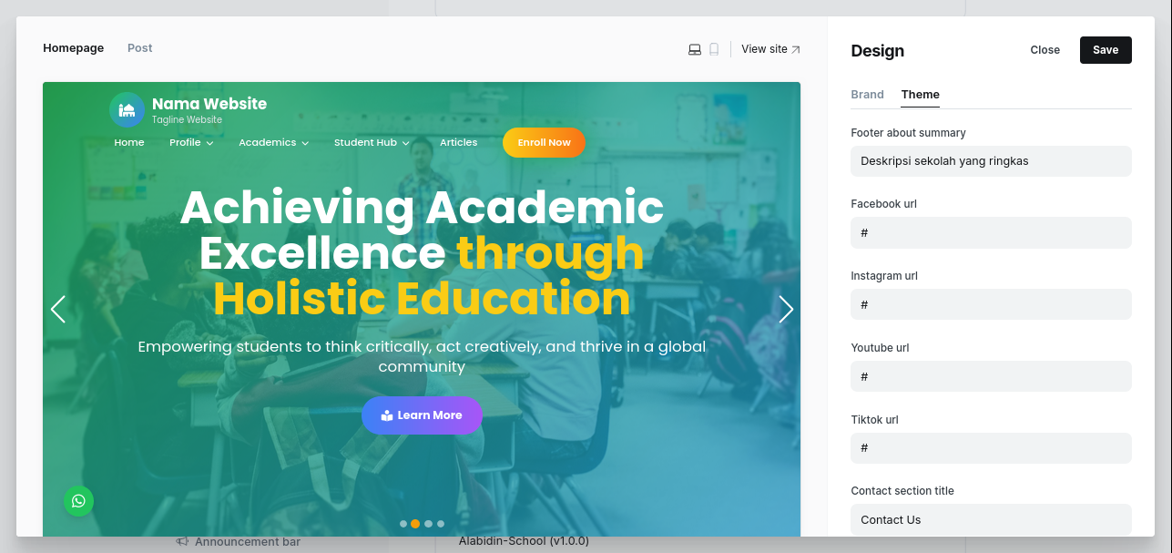 Pengaturan Ringkasan dan Media Sosial