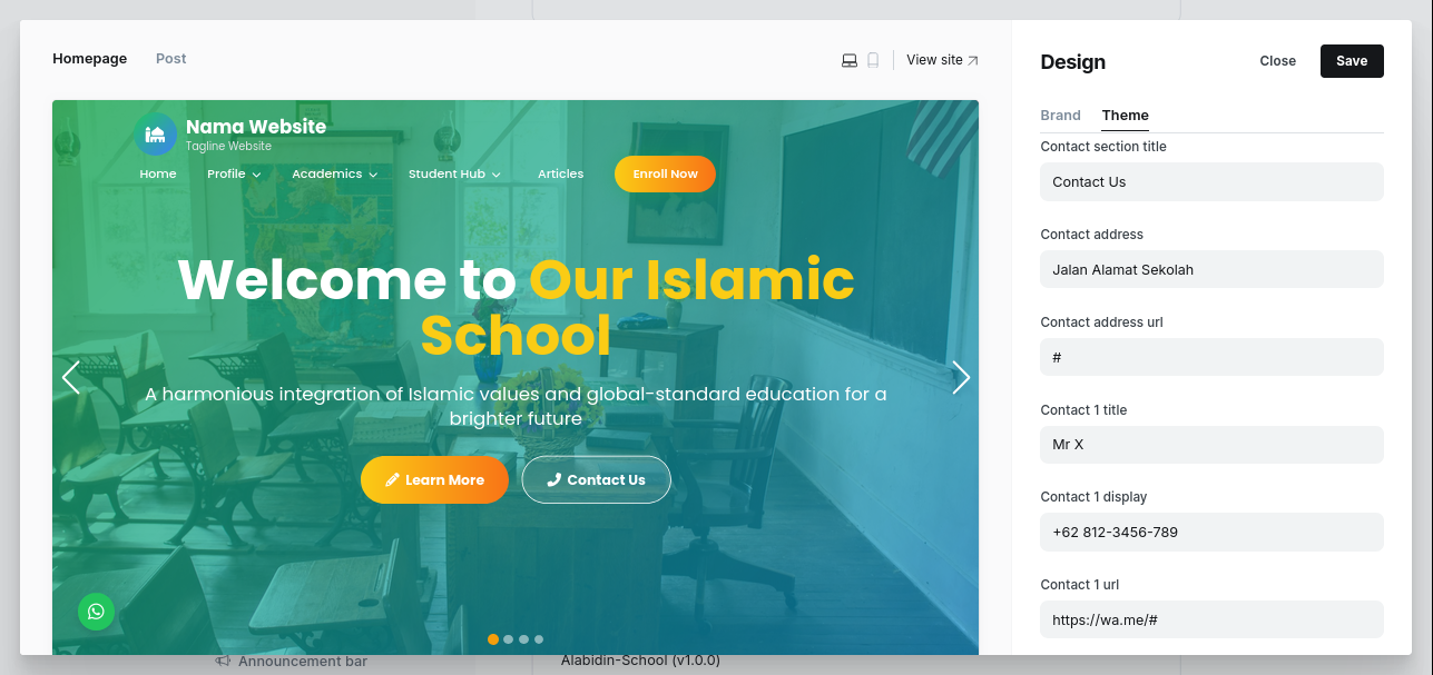 Pengaturan Informasi Kontak 1