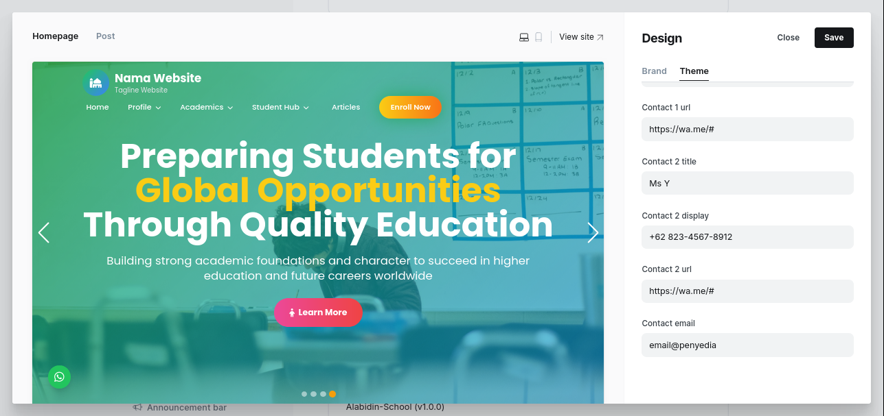 Pengaturan Informasi Kontak 2